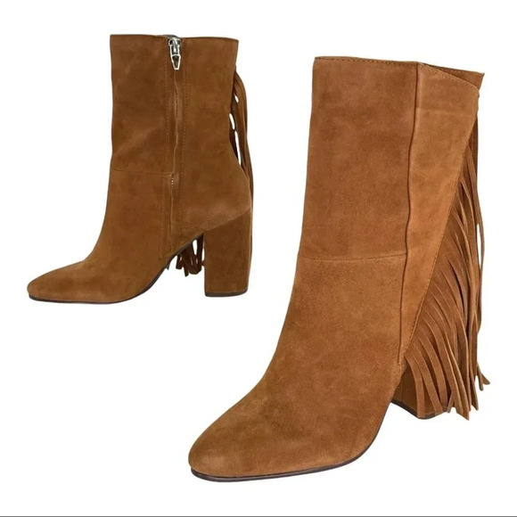Dolce Vita Rhoda Tan Suede Tasseled Womens Ankle Boots Size 6M - Picture 14 of 16
